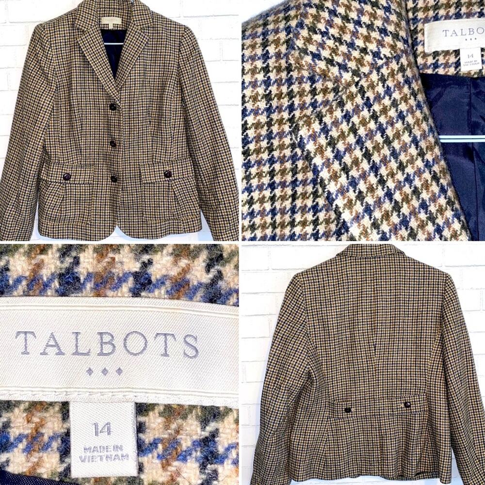 Talbots Multi-Color Houndstooth Blazer - image 1
